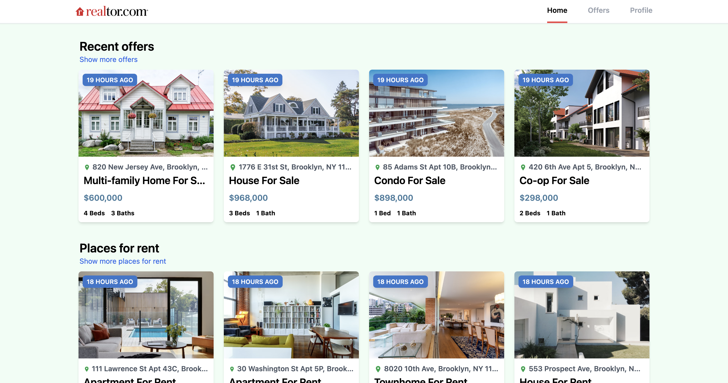 Screenshot of project: Realtor.com Clone